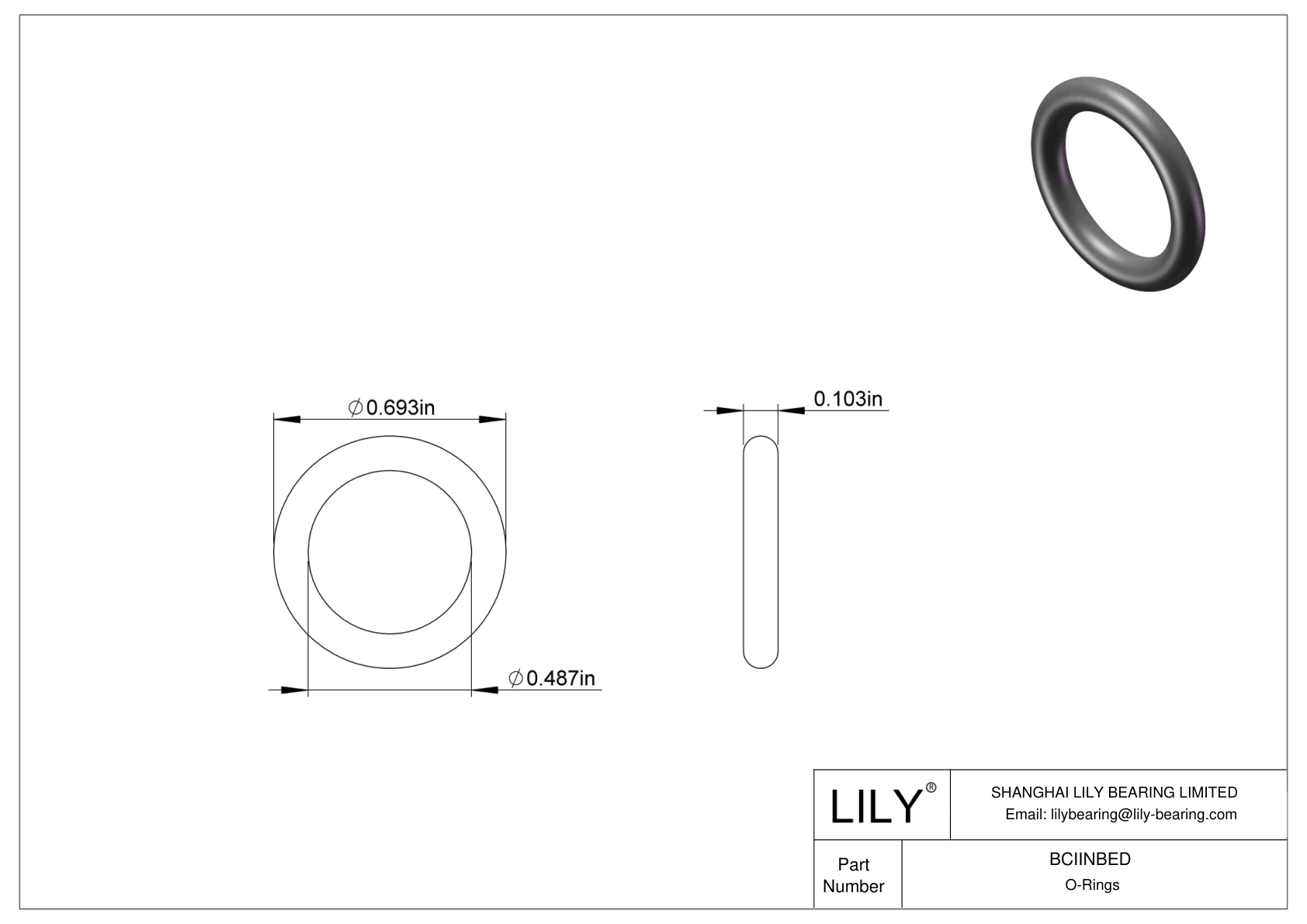 BCIINBED Chemical Resistant O-rings Round cad drawing