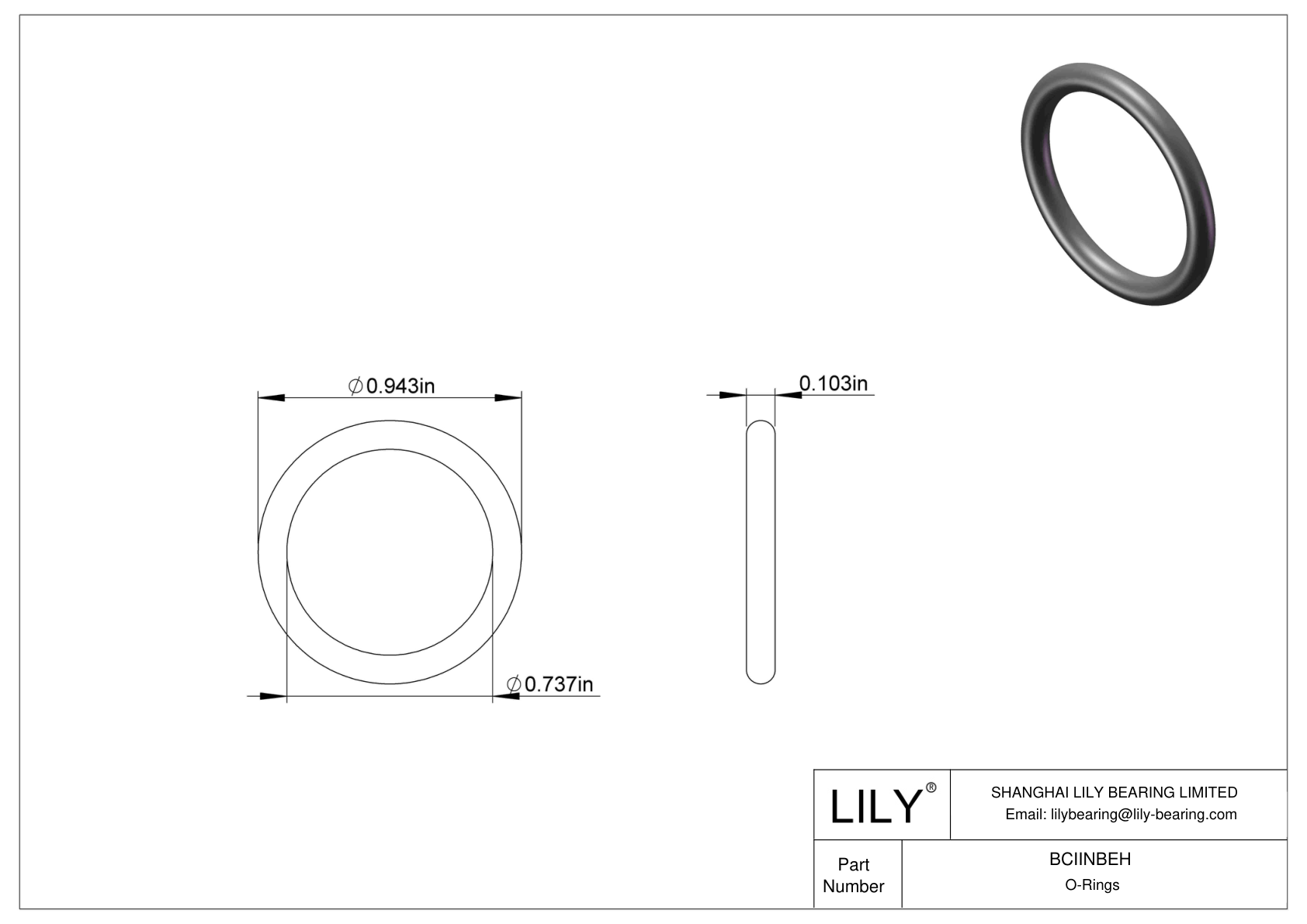 BCIINBEH Chemical Resistant O-rings Round cad drawing