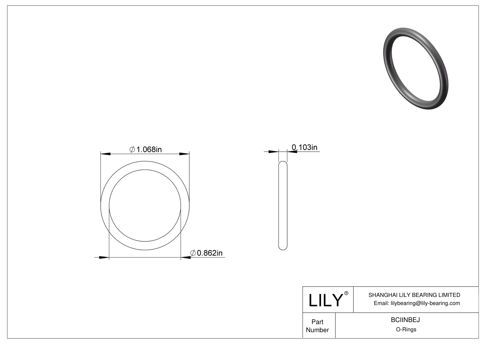 BCIINBEJ Chemical Resistant O-rings Round cad drawing