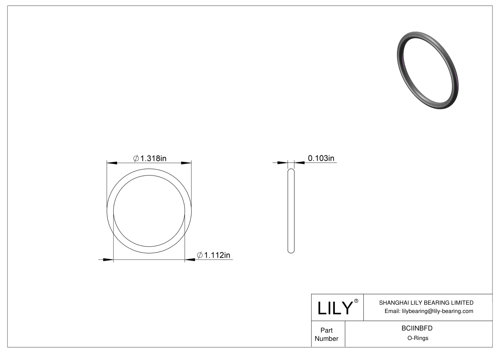 BCIINBFD Chemical Resistant O-rings Round cad drawing