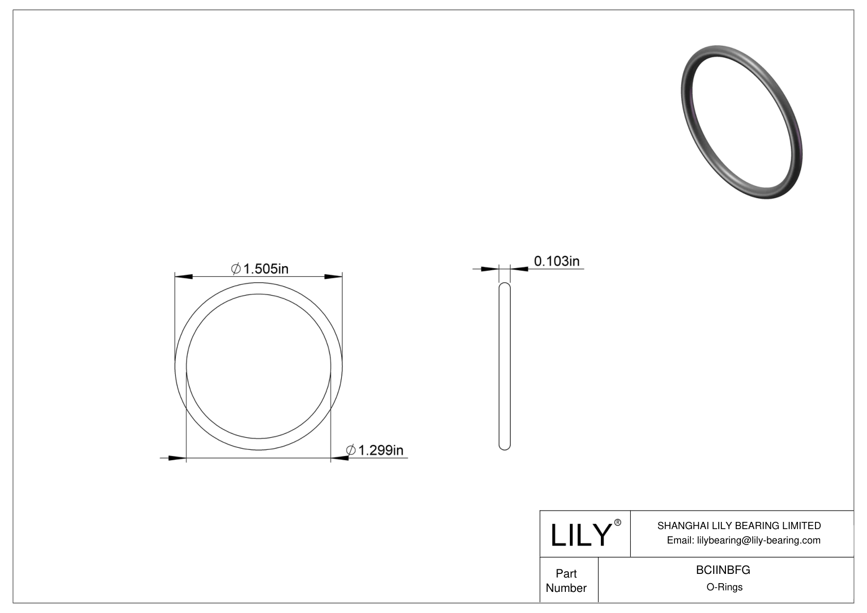 BCIINBFG Chemical Resistant O-rings Round cad drawing