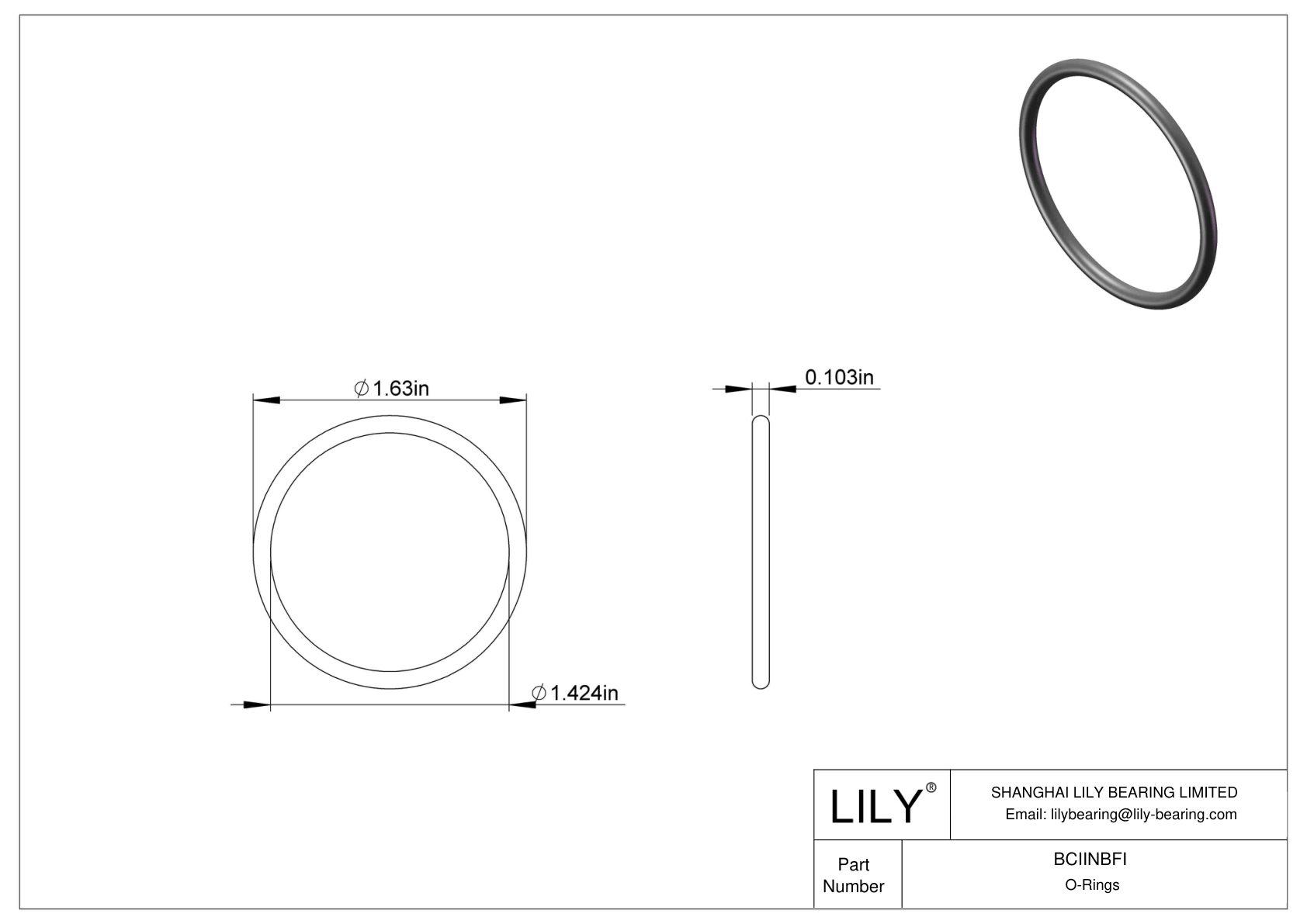 BCIINBFI Chemical Resistant O-rings Round cad drawing