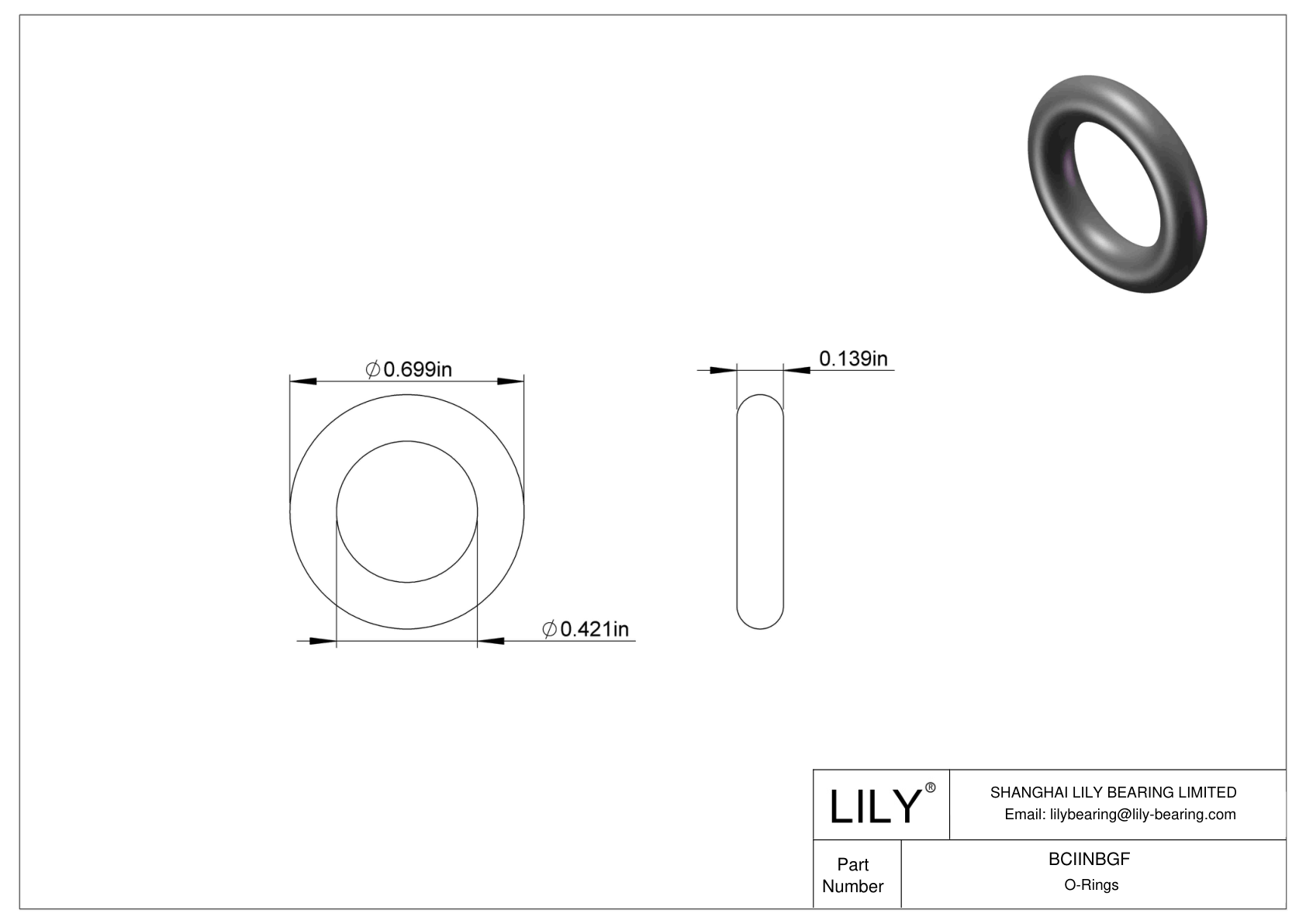 BCIINBGF Chemical Resistant O-rings Round cad drawing