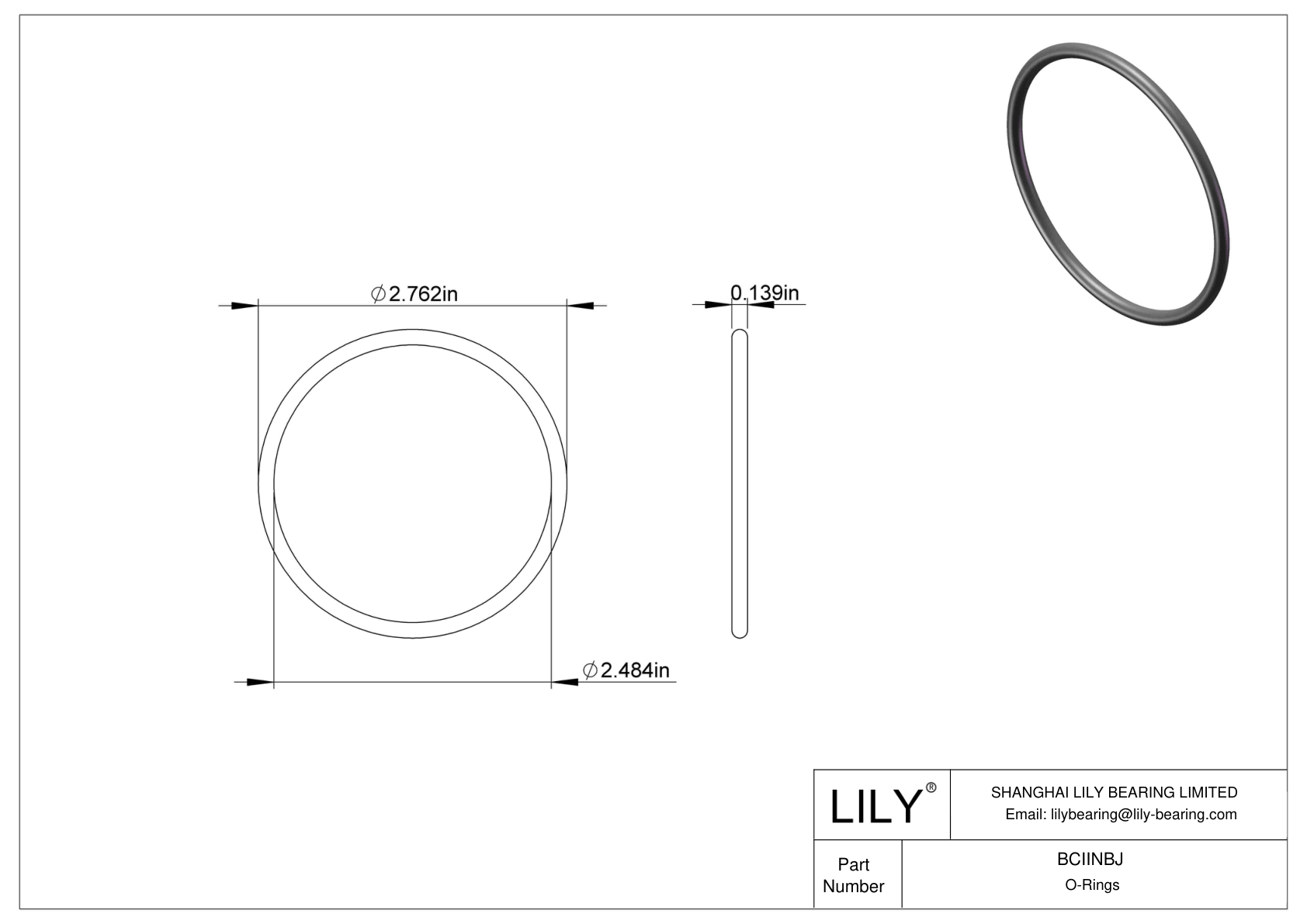 BCIINBJ Chemical Resistant O-rings Round cad drawing