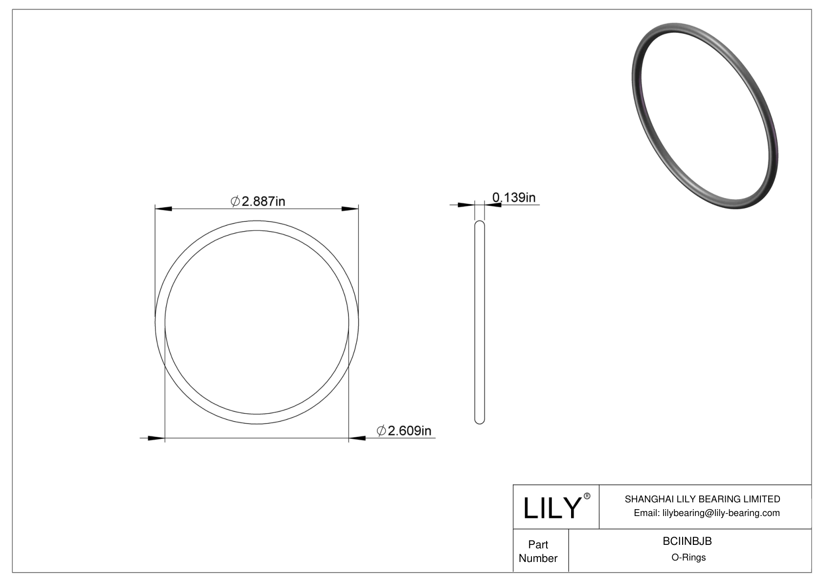 BCIINBJB Chemical Resistant O-rings Round cad drawing