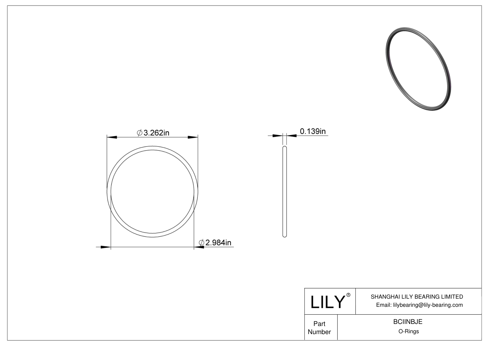 BCIINBJE Chemical Resistant O-rings Round cad drawing