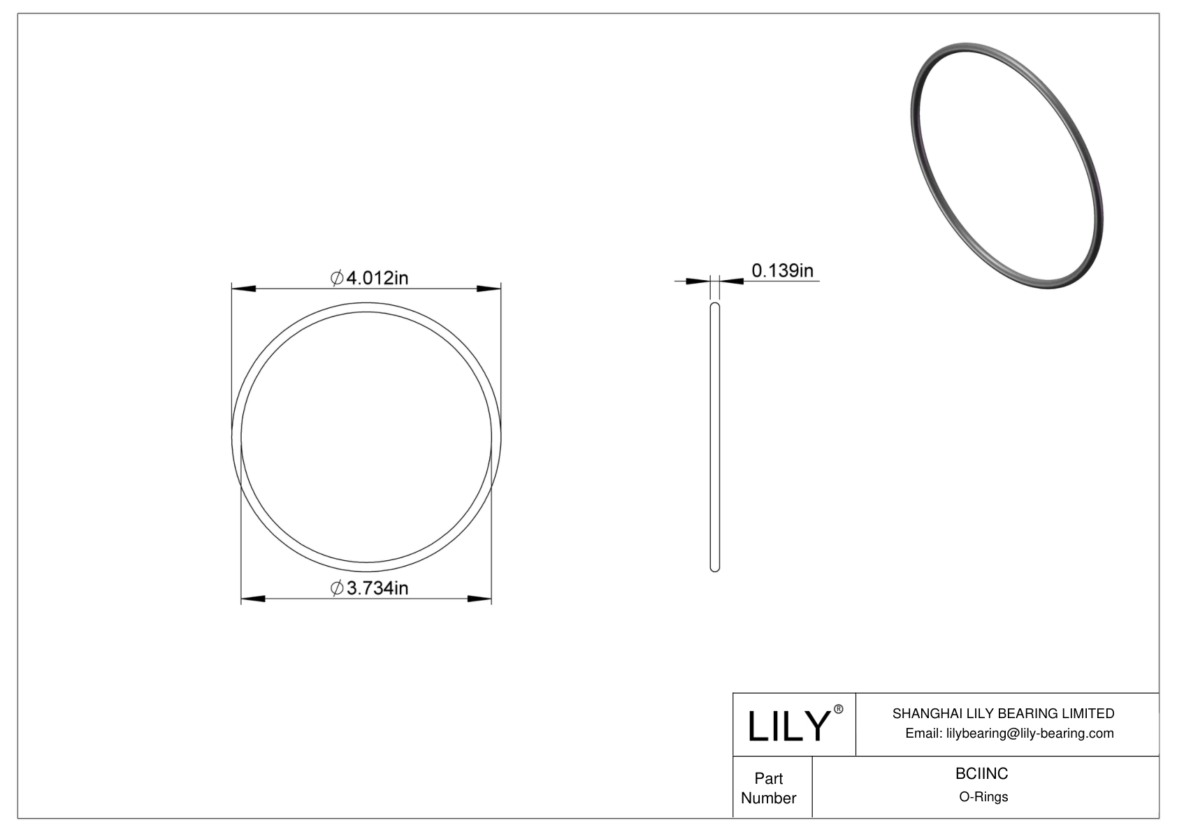 BCIINC Chemical Resistant O-rings Round cad drawing