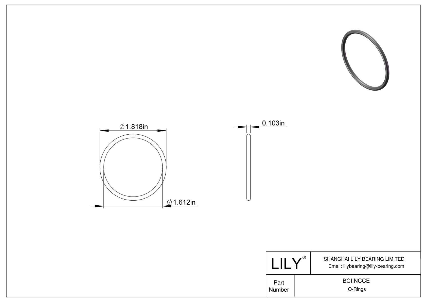 BCIINCCE Chemical Resistant O-rings Round cad drawing