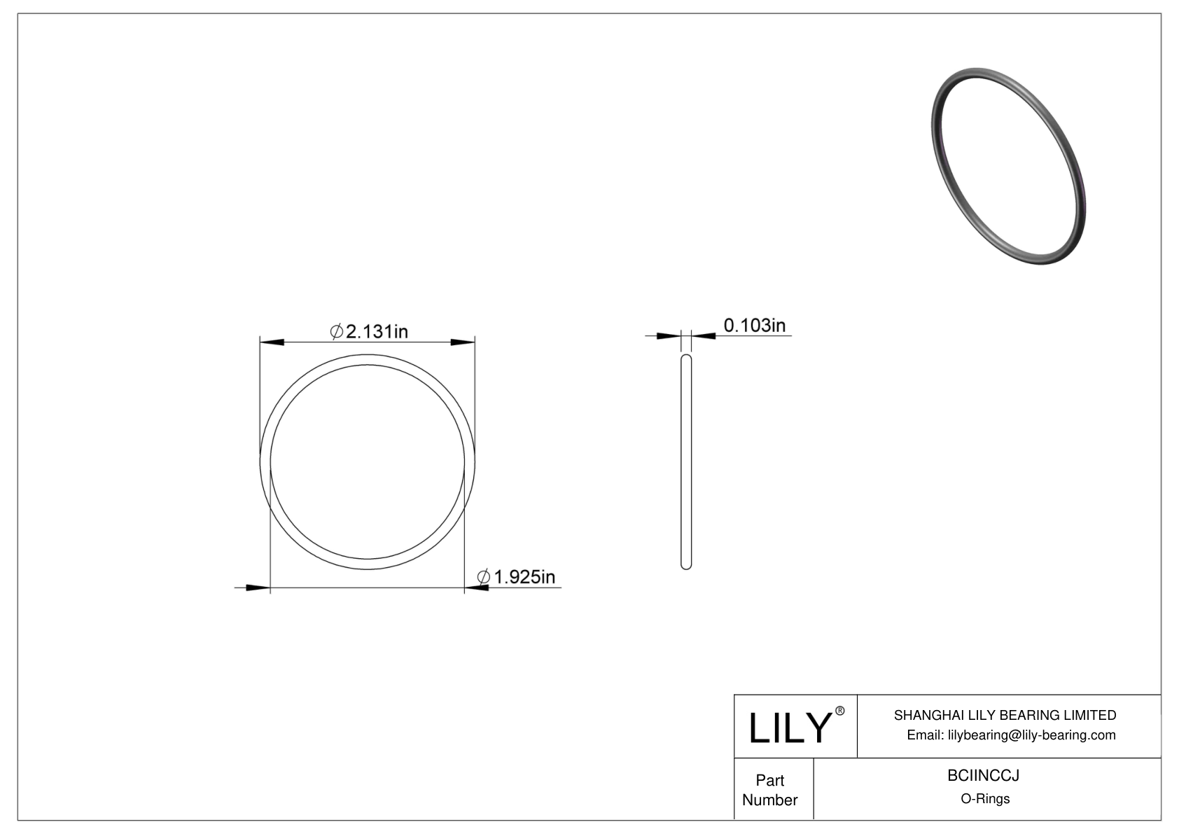 BCIINCCJ Chemical Resistant O-rings Round cad drawing