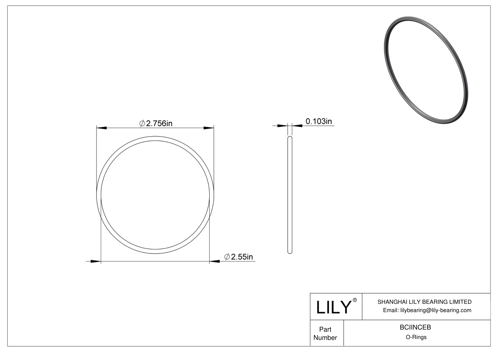 BCIINCEB Chemical Resistant O-rings Round cad drawing