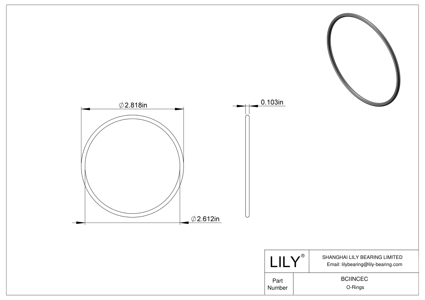 BCIINCEC Chemical Resistant O-rings Round cad drawing