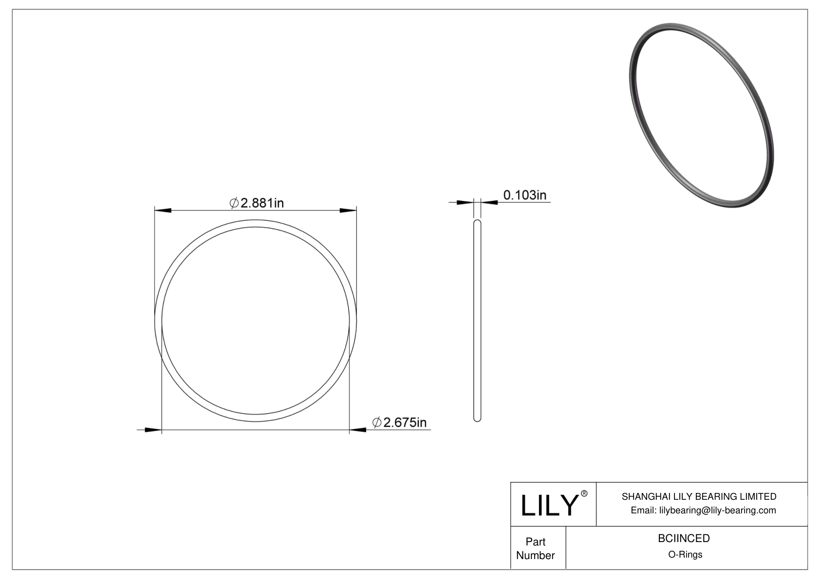 BCIINCED Chemical Resistant O-rings Round cad drawing