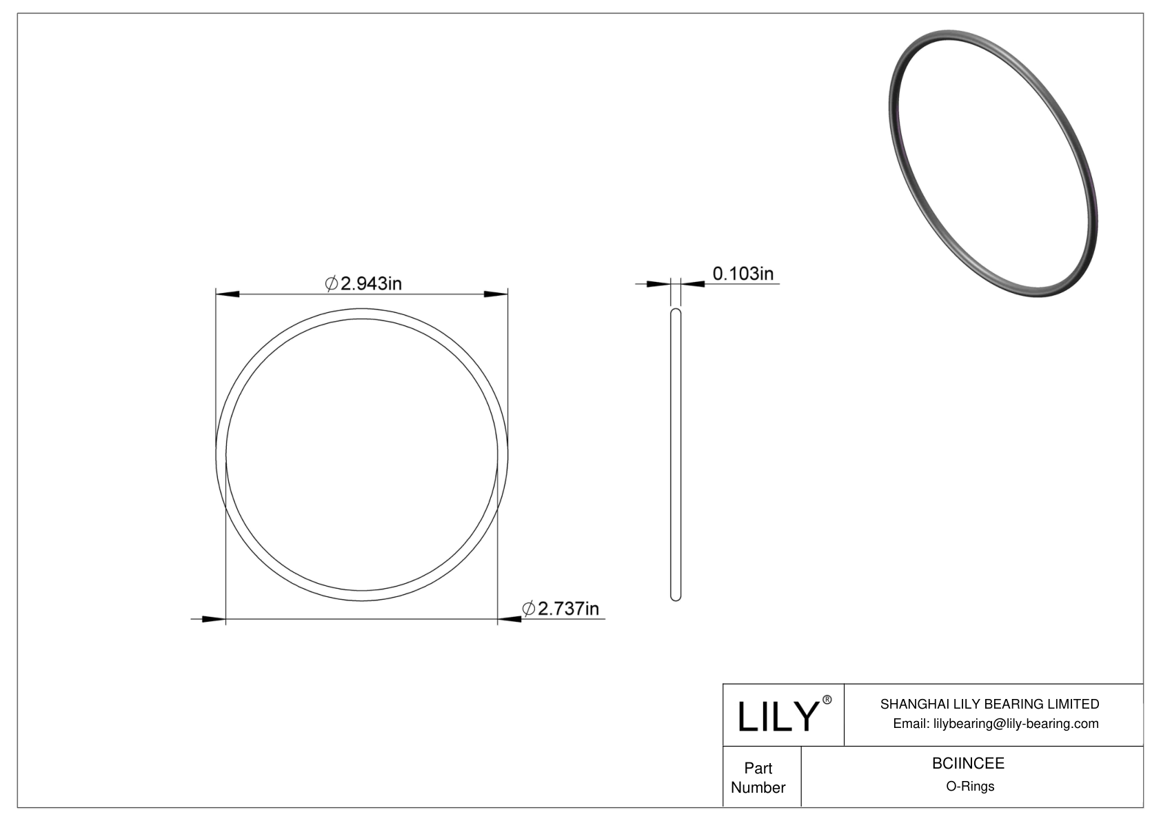 BCIINCEE Chemical Resistant O-rings Round cad drawing