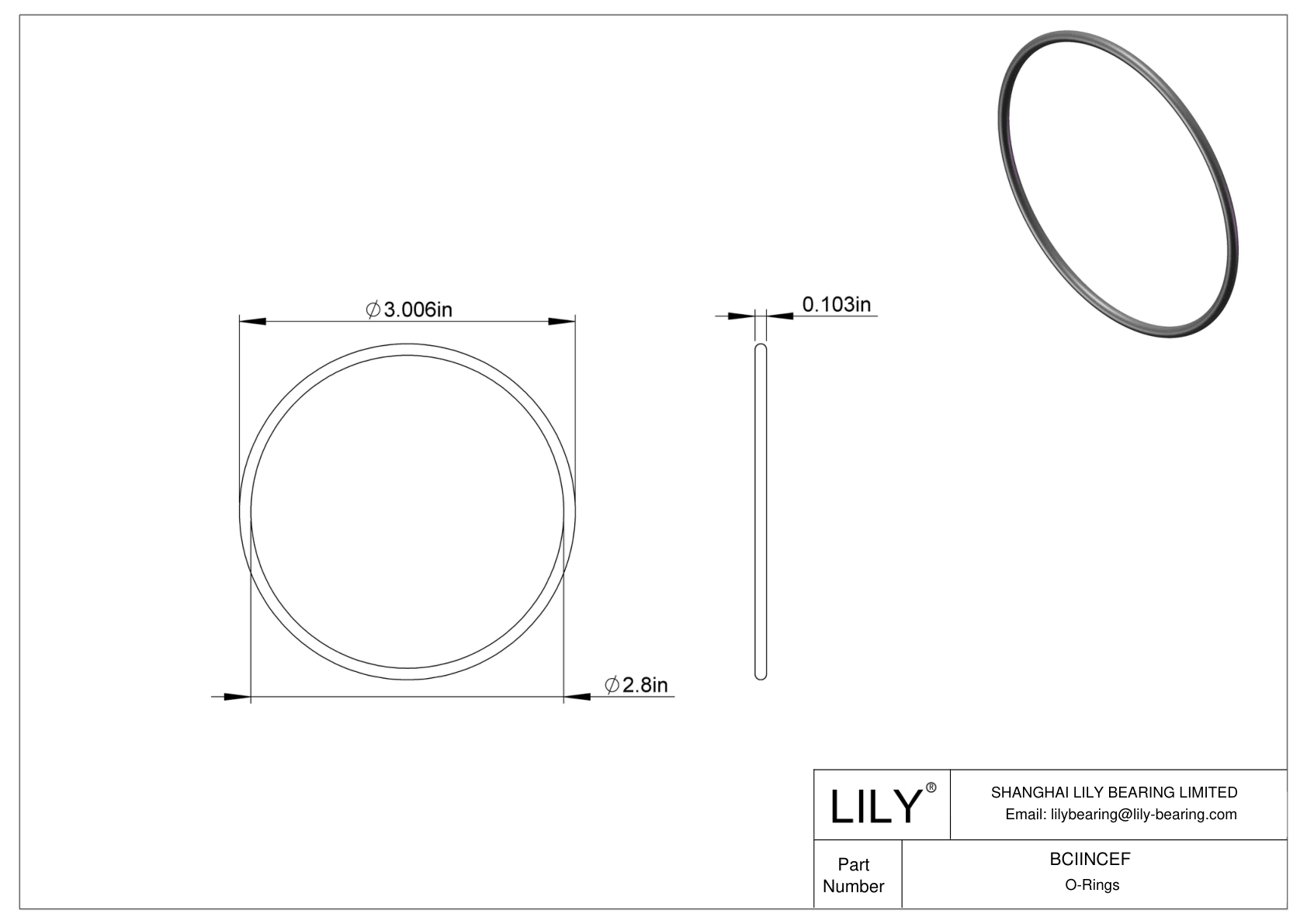 BCIINCEF Chemical Resistant O-rings Round cad drawing