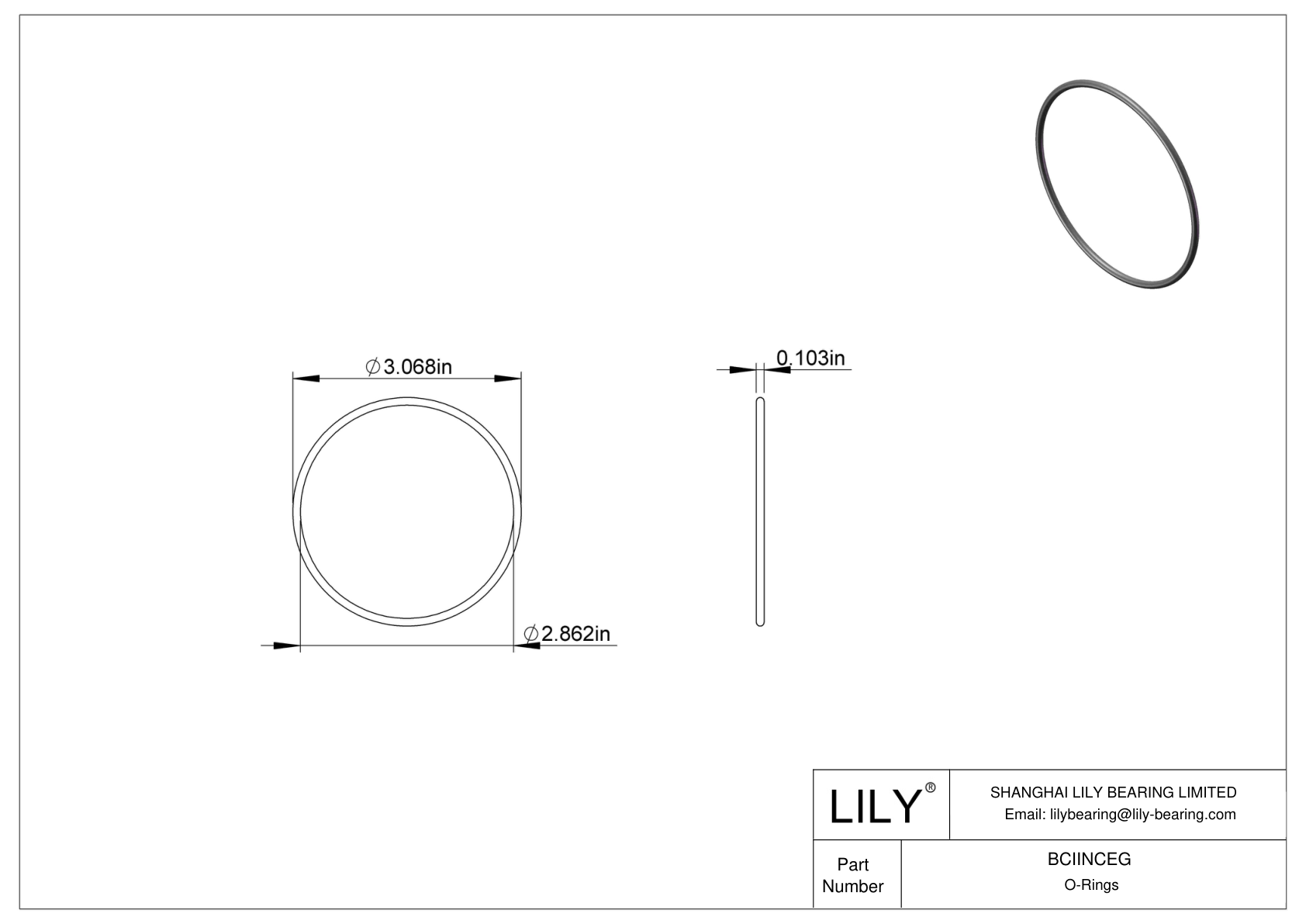 BCIINCEG Chemical Resistant O-rings Round cad drawing