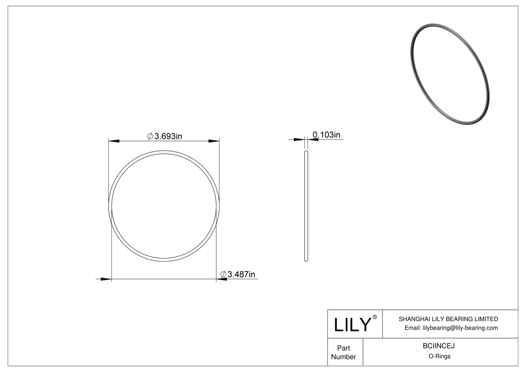 BCIINCEJ 圆形耐化学性 O 形圈 cad drawing