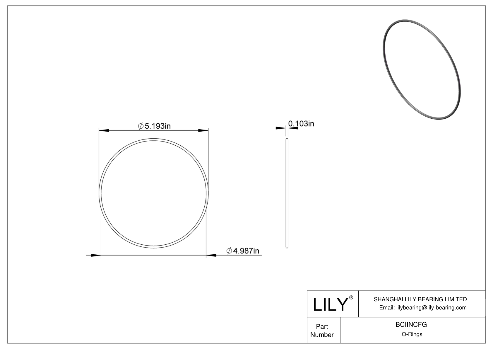 BCIINCFG Chemical Resistant O-rings Round cad drawing