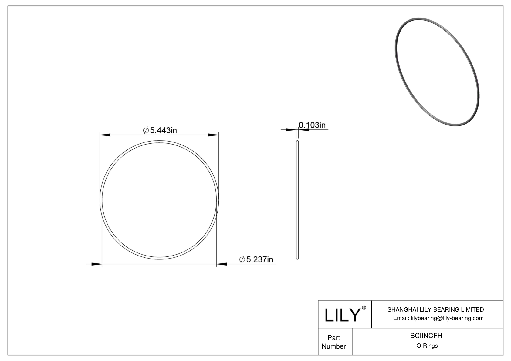 BCIINCFH 圆形耐化学性 O 形圈 cad drawing