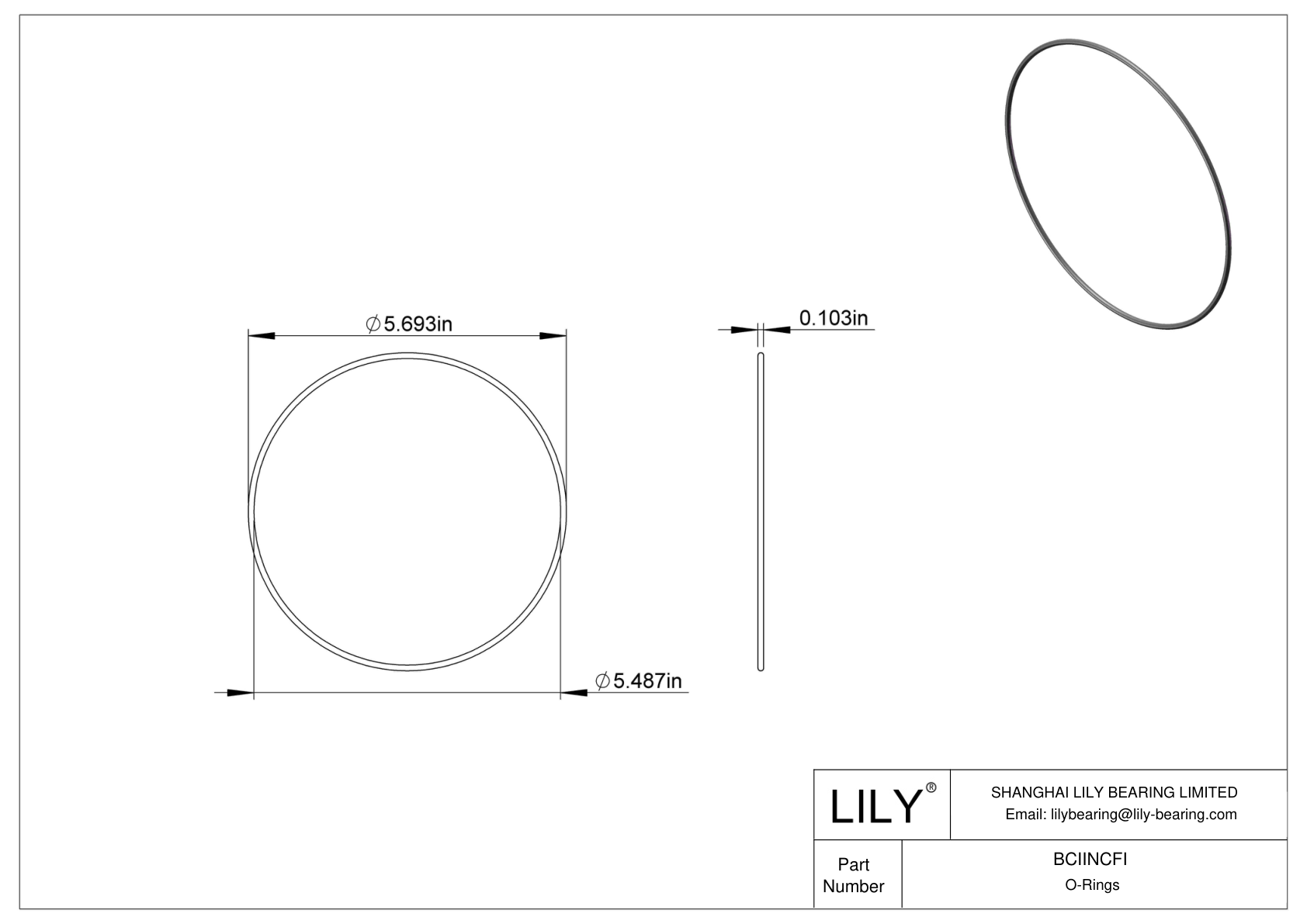 BCIINCFI Chemical Resistant O-rings Round cad drawing