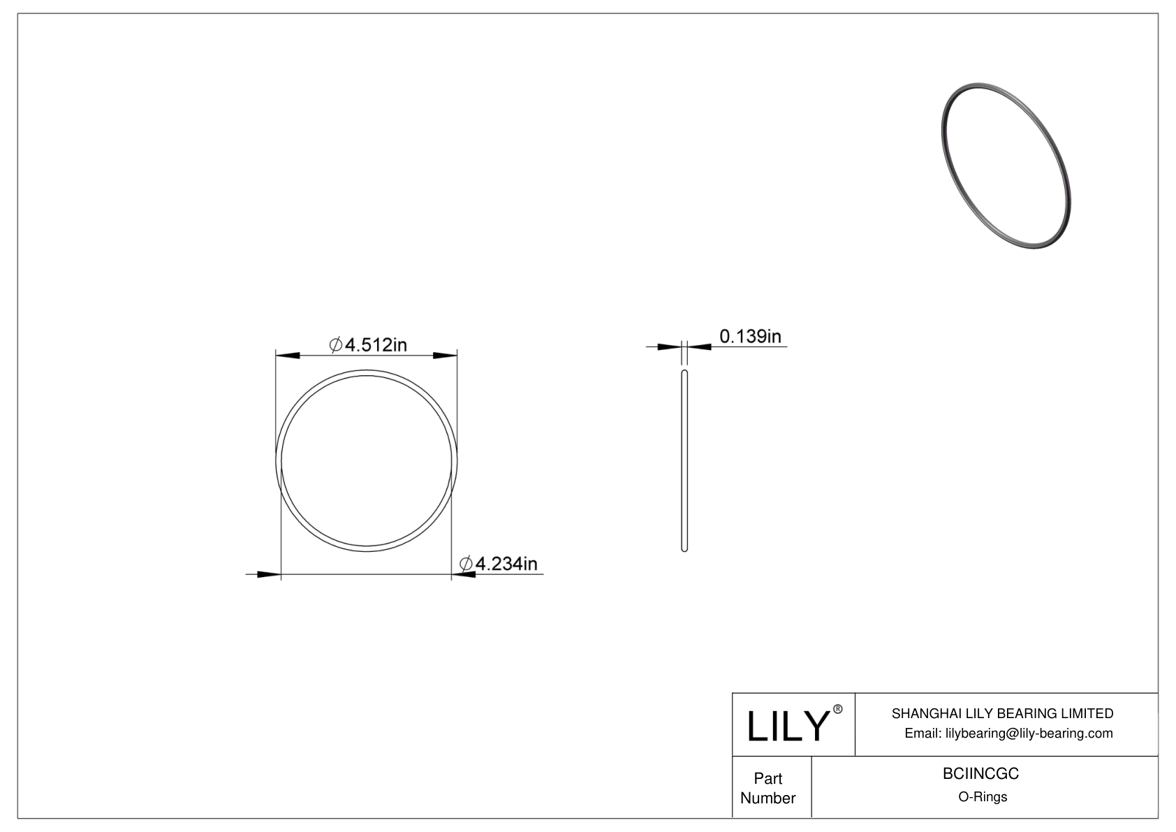 BCIINCGC Chemical Resistant O-rings Round cad drawing