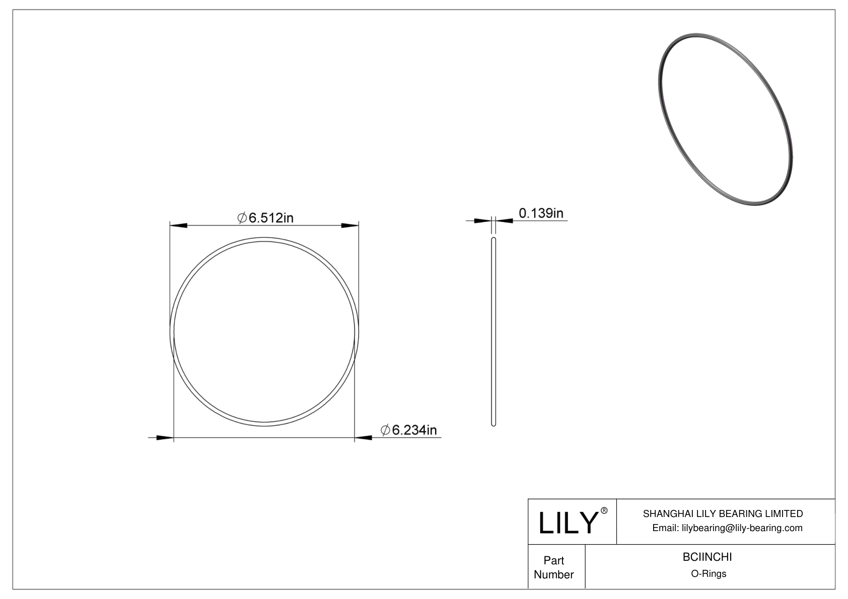 BCIINCHI Chemical Resistant O-rings Round cad drawing