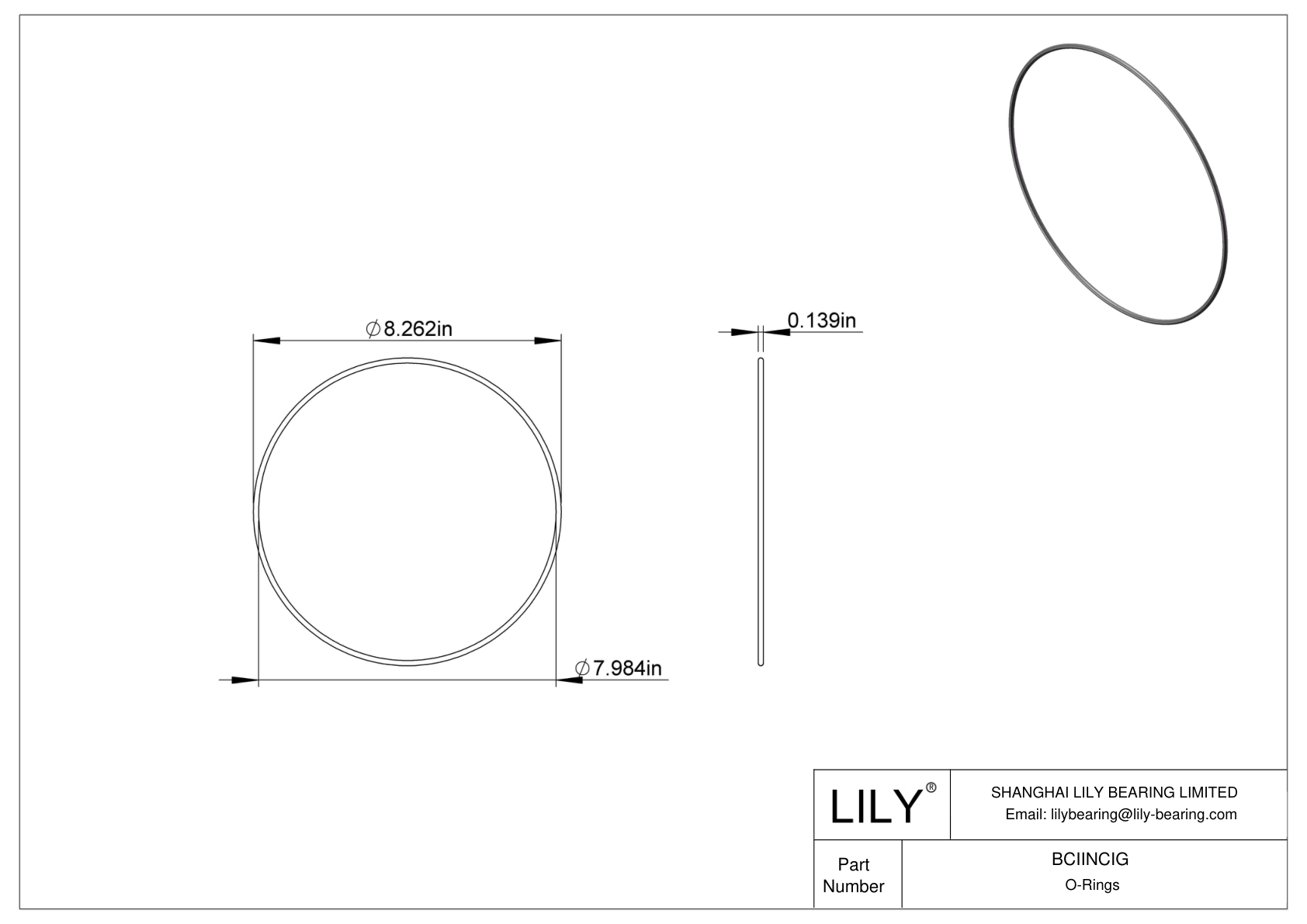 BCIINCIG Chemical Resistant O-rings Round cad drawing