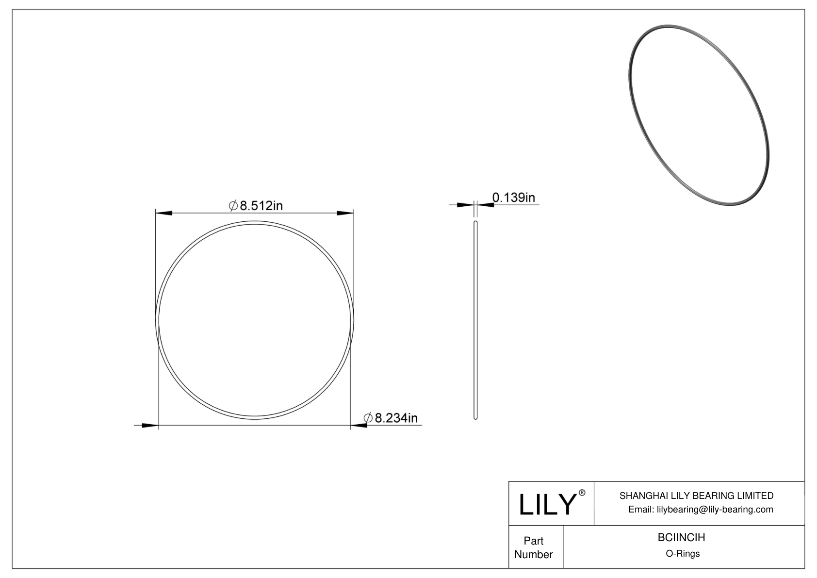 BCIINCIH 圆形耐化学性 O 形圈 cad drawing