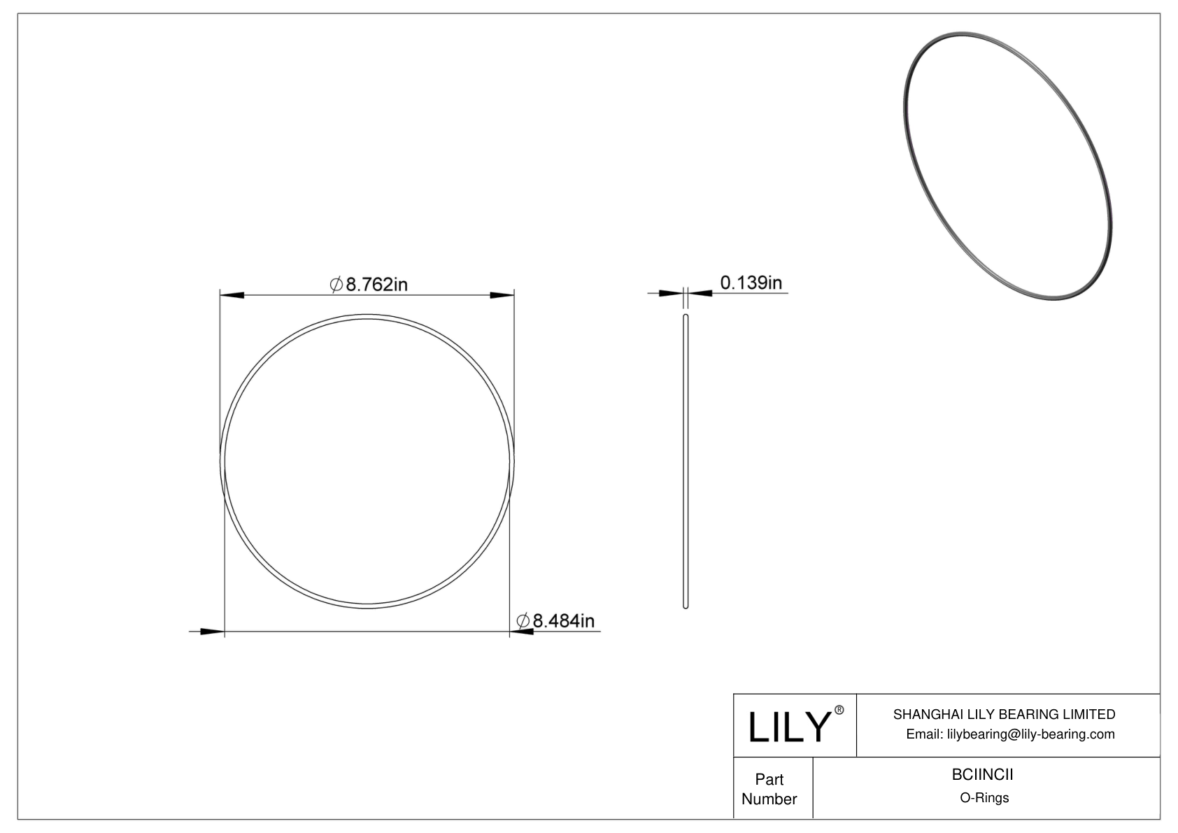 BCIINCII Chemical Resistant O-rings Round cad drawing