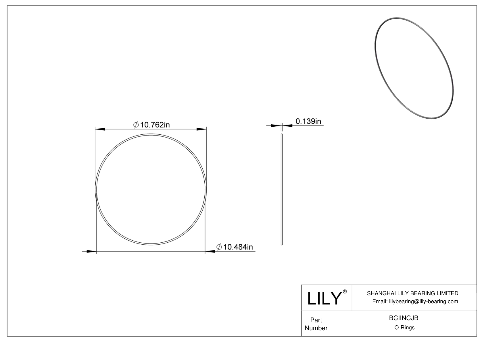 BCIINCJB Chemical Resistant O-rings Round cad drawing