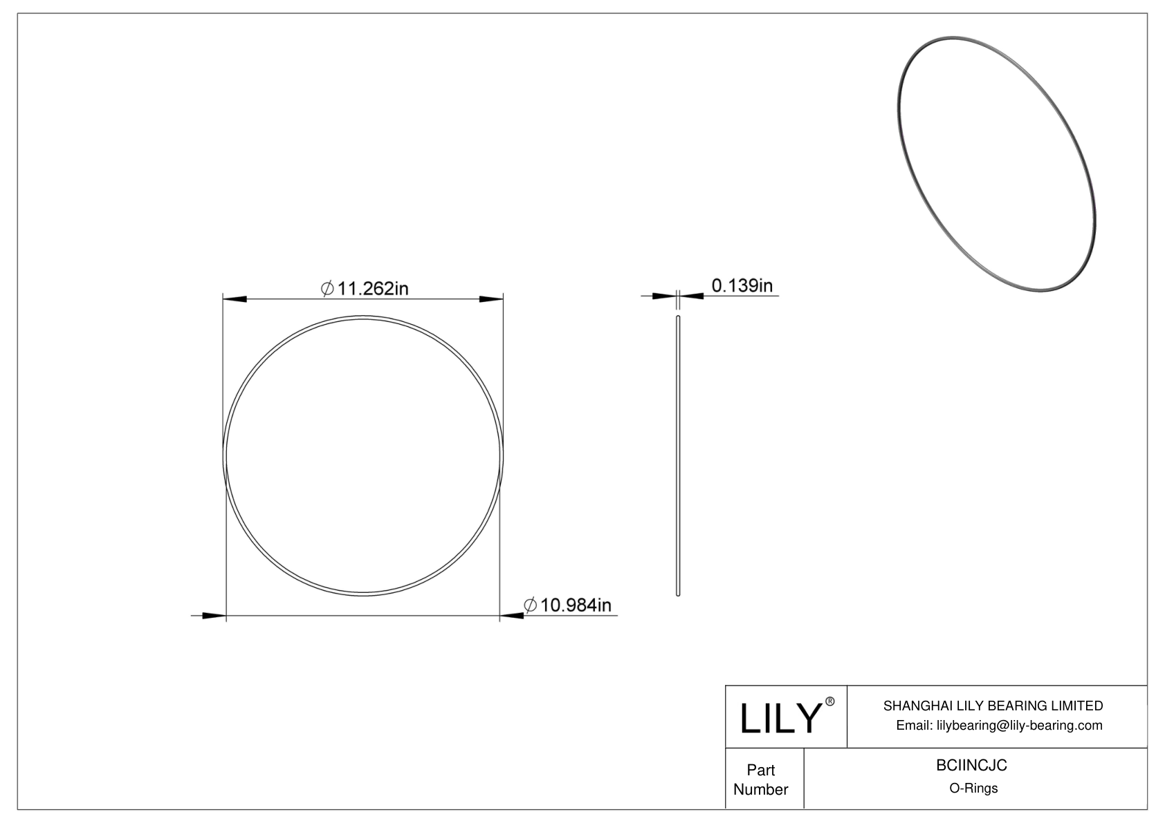 BCIINCJC Chemical Resistant O-rings Round cad drawing