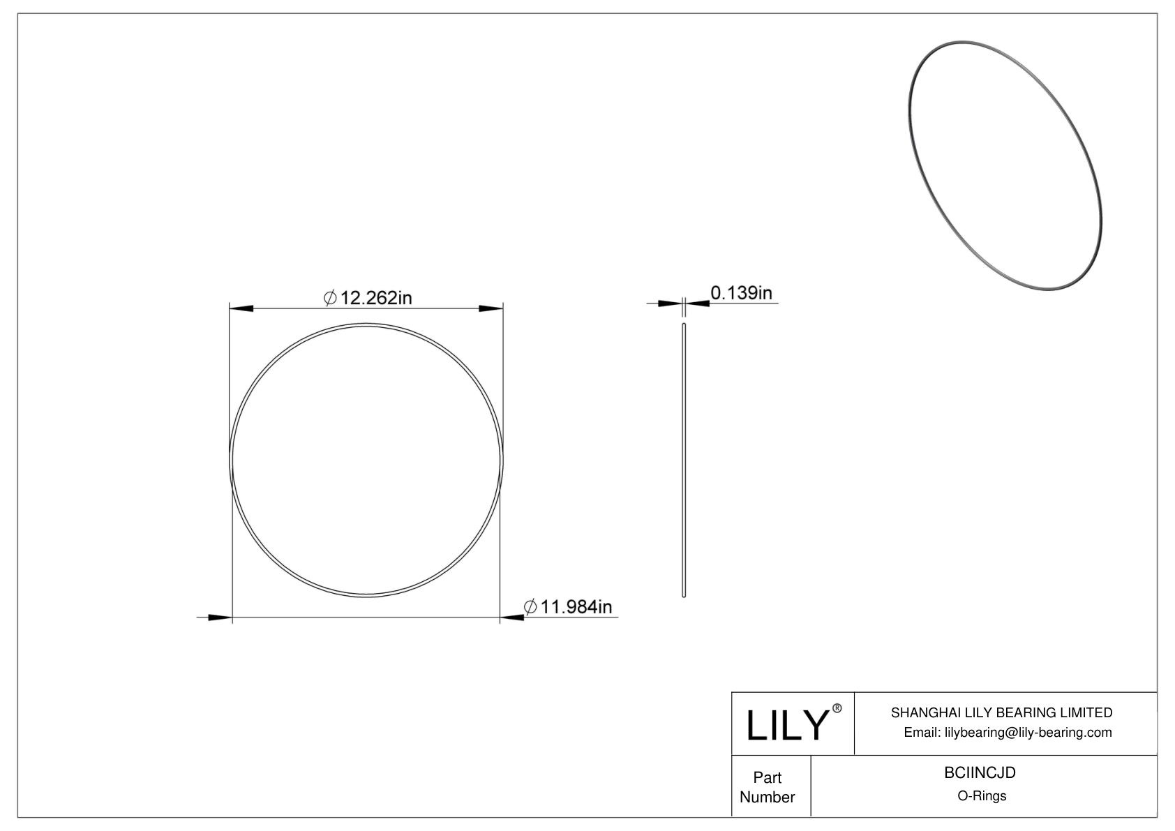 BCIINCJD Chemical Resistant O-rings Round cad drawing