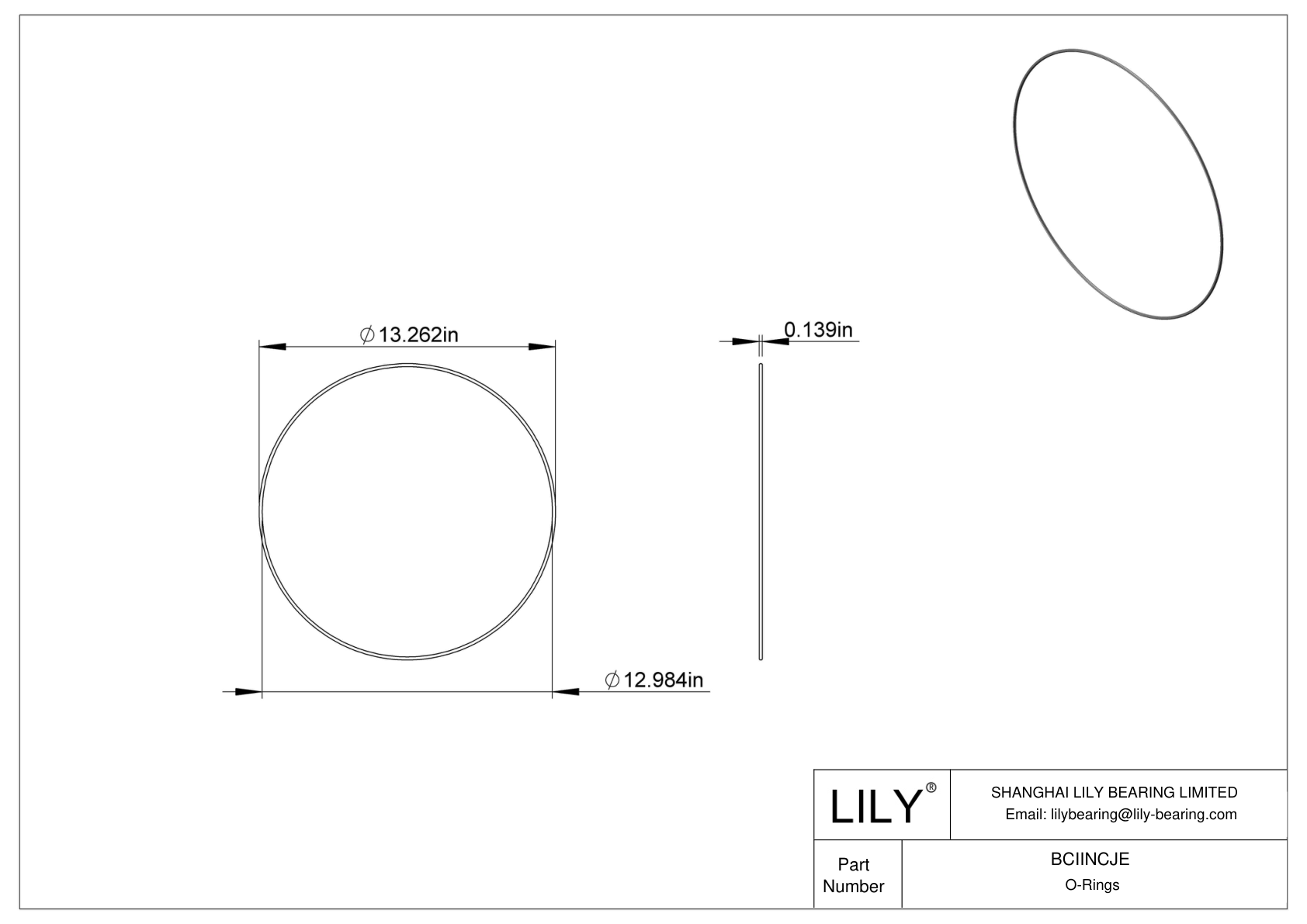 BCIINCJE 圆形耐化学性 O 形圈 cad drawing