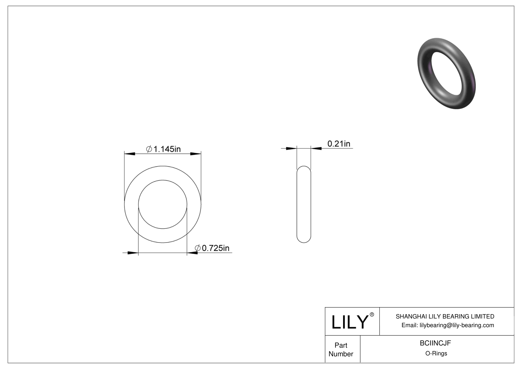 BCIINCJF Chemical Resistant O-rings Round cad drawing