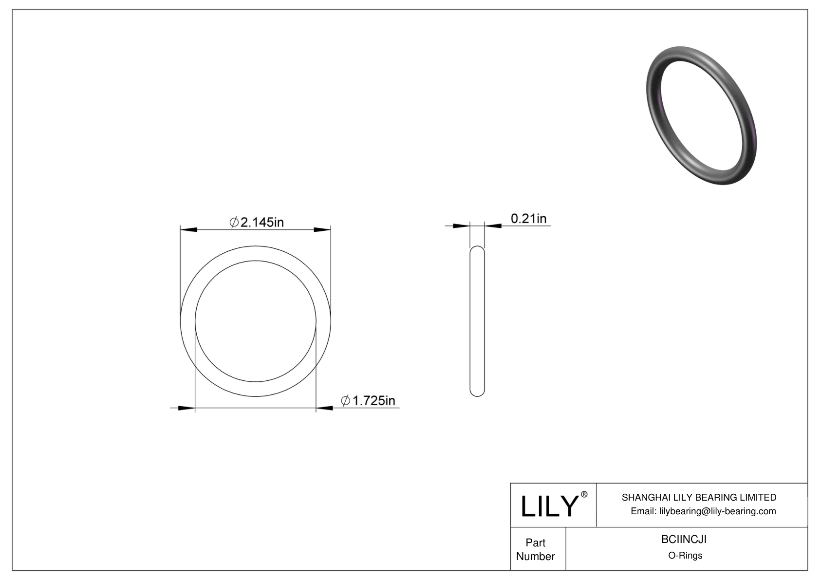 BCIINCJI Chemical Resistant O-rings Round cad drawing