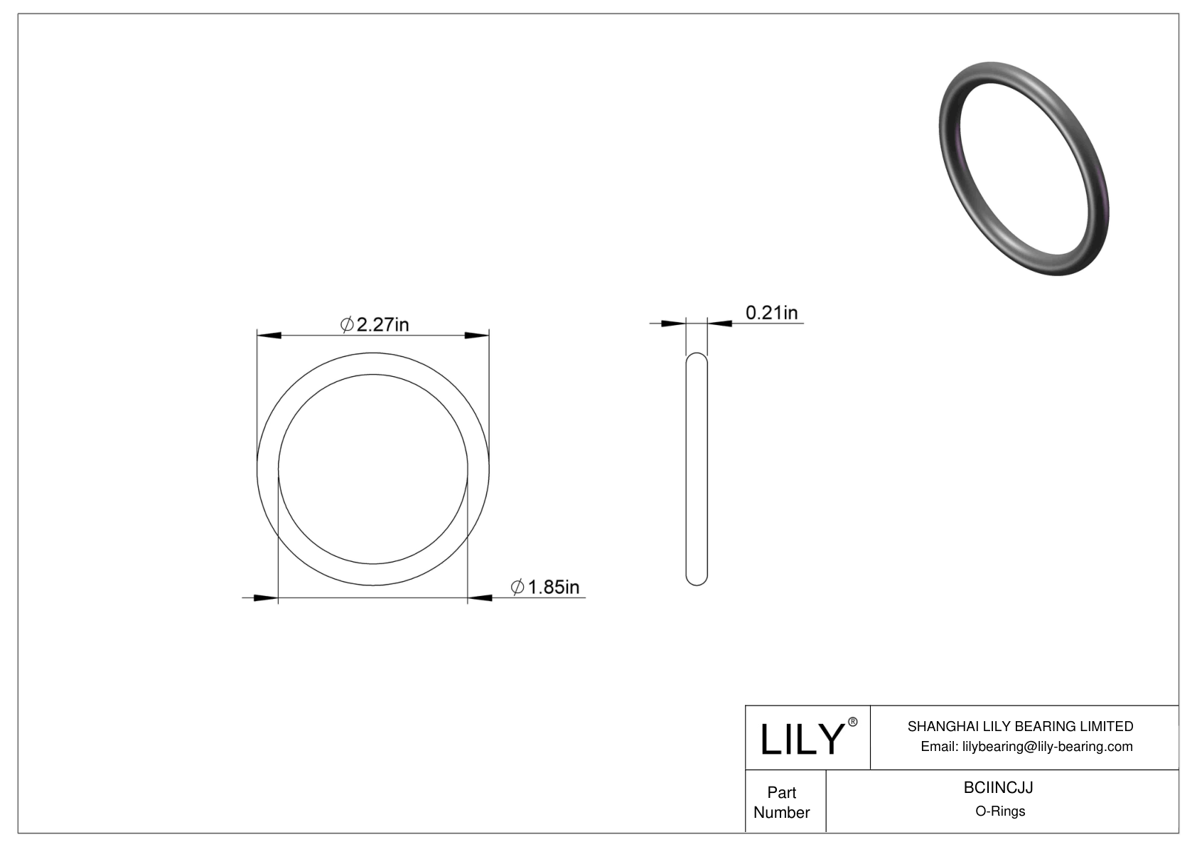 BCIINCJJ Chemical Resistant O-rings Round cad drawing