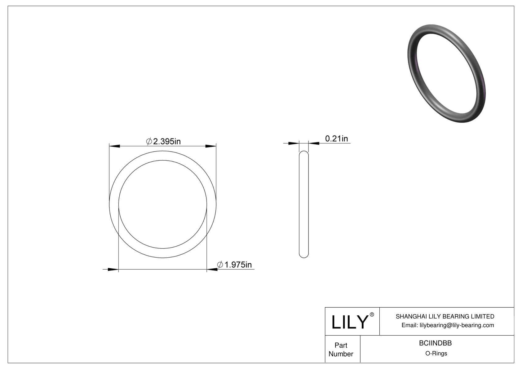 BCIINDBB Chemical Resistant O-rings Round cad drawing