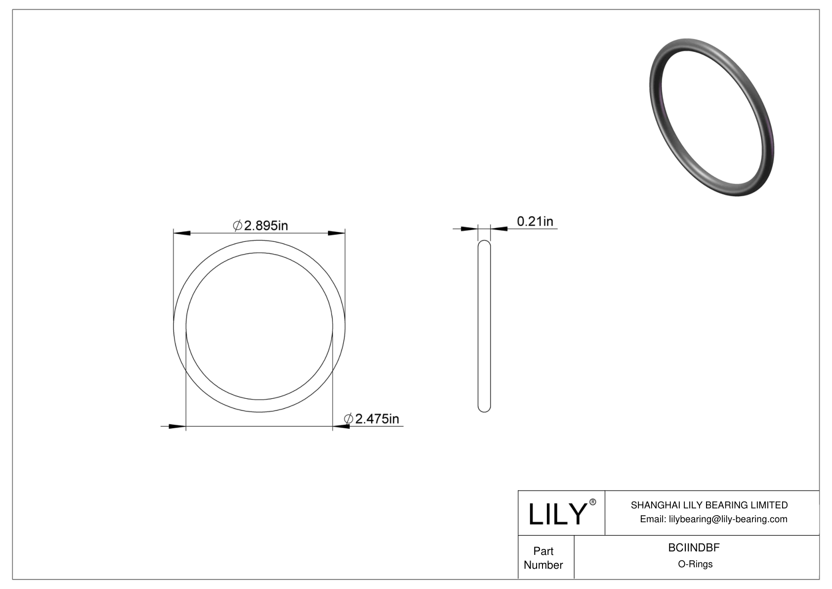 BCIINDBF Chemical Resistant O-rings Round cad drawing