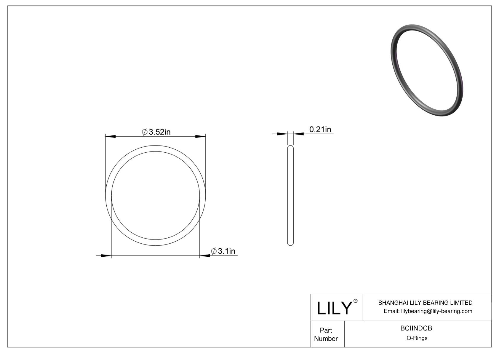 BCIINDCB Chemical Resistant O-rings Round cad drawing