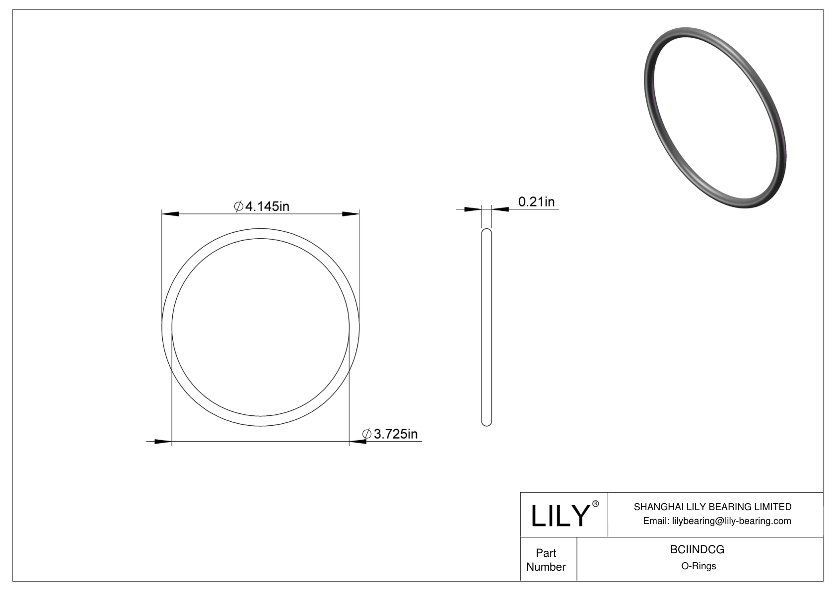 BCIINDCG Chemical Resistant O-rings Round cad drawing