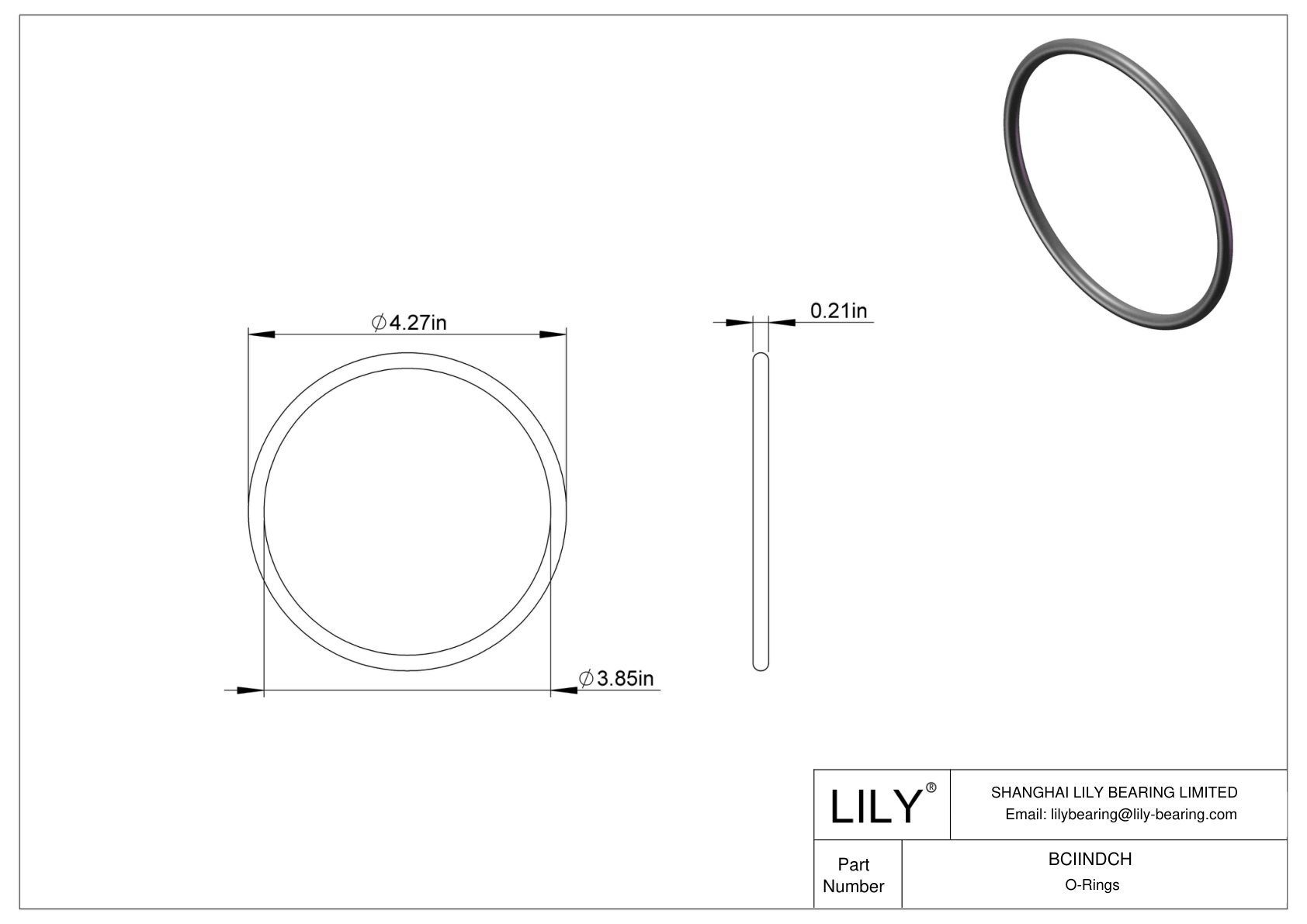 BCIINDCH Chemical Resistant O-rings Round cad drawing