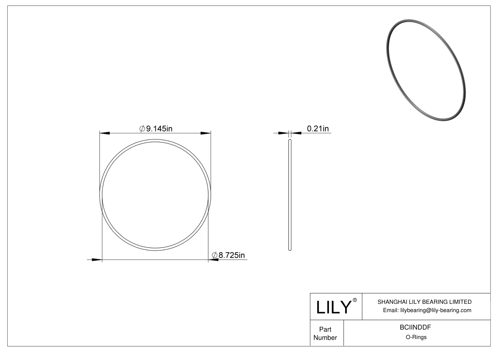 BCIINDDF 圆形耐化学性 O 形圈 cad drawing