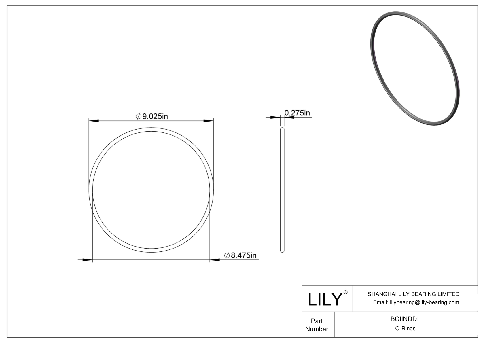 BCIINDDI Chemical Resistant O-rings Round cad drawing