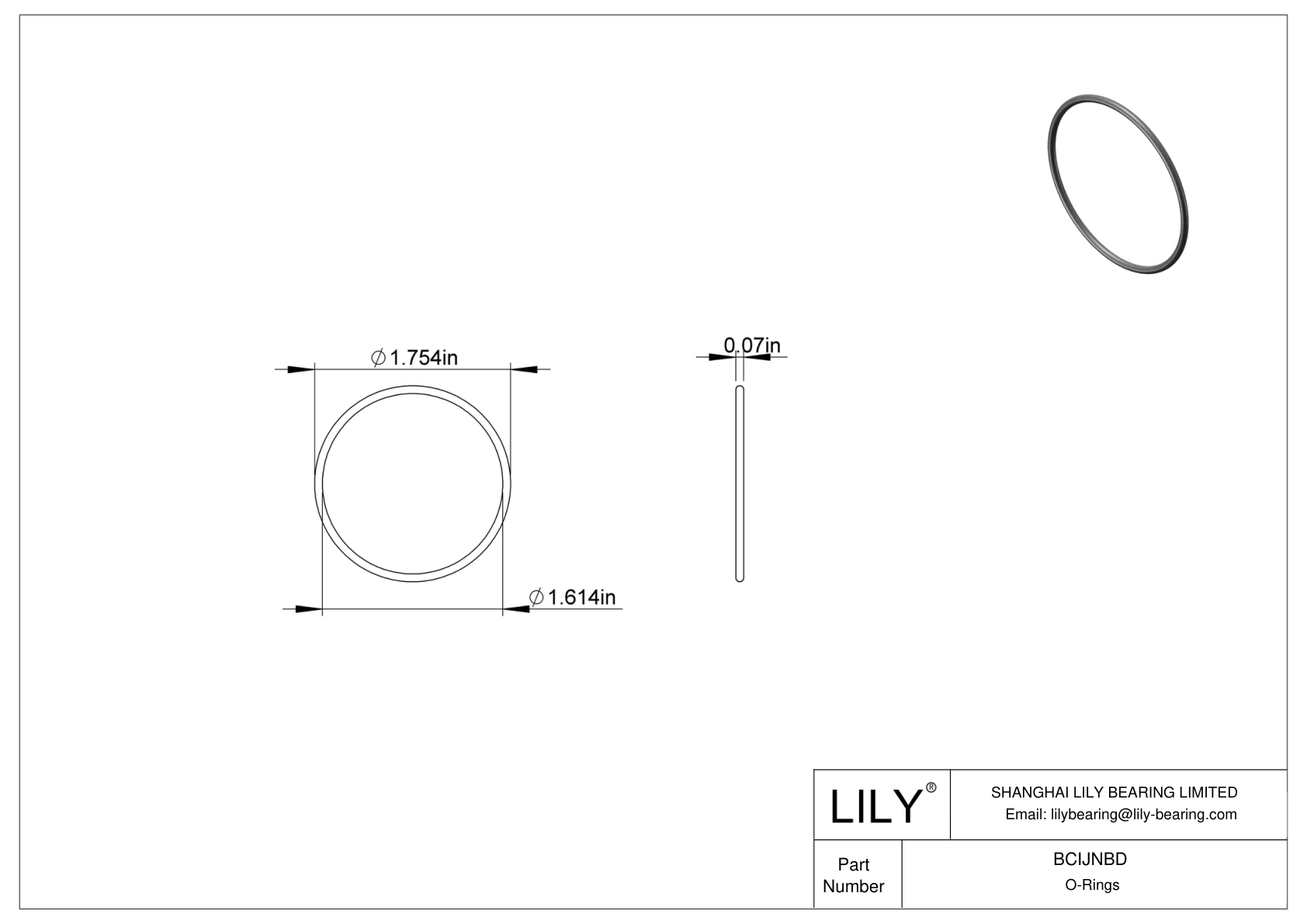 BCIJNBD Water And Steam Resistant O-Rings cad drawing