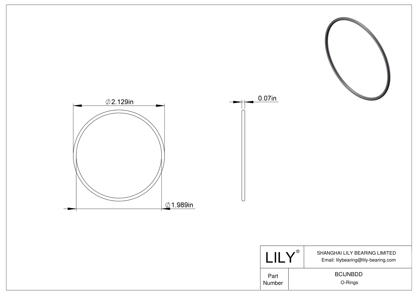 BCIJNBDD Water And Steam Resistant O-Rings cad drawing