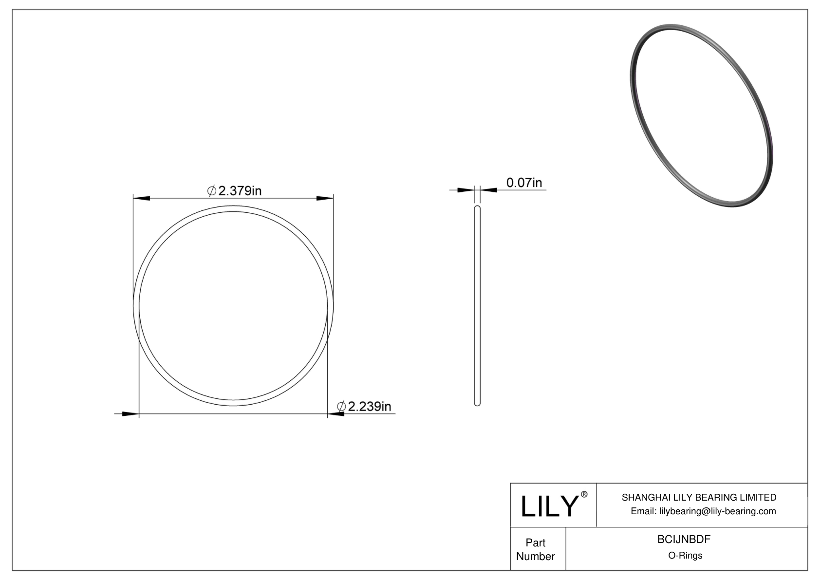 BCIJNBDF Water And Steam Resistant O-Rings cad drawing