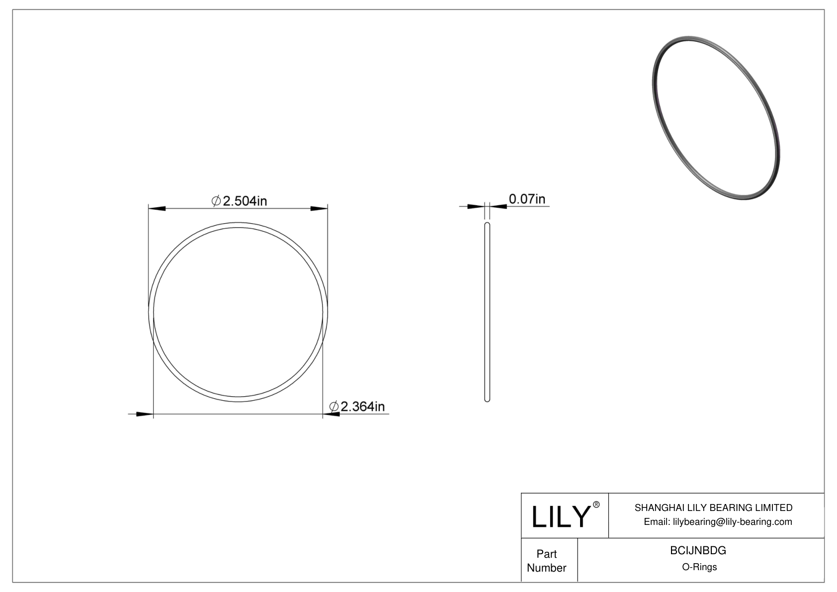 BCIJNBDG Water And Steam Resistant O-Rings cad drawing