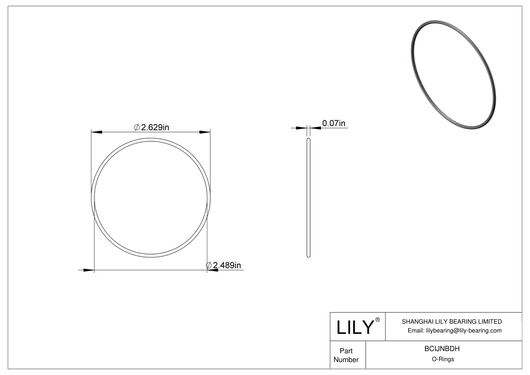 BCIJNBDH Water And Steam Resistant O-Rings cad drawing