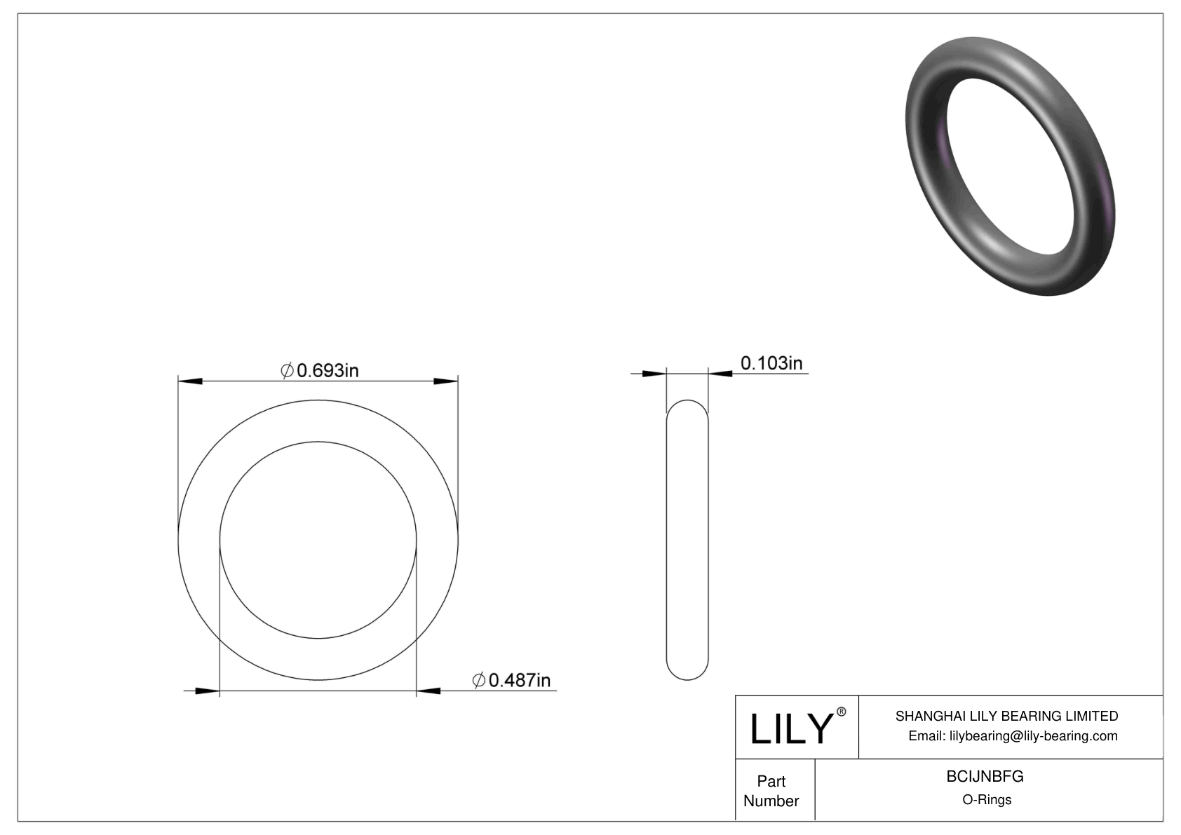 BCIJNBFG Water And Steam Resistant O-Rings cad drawing