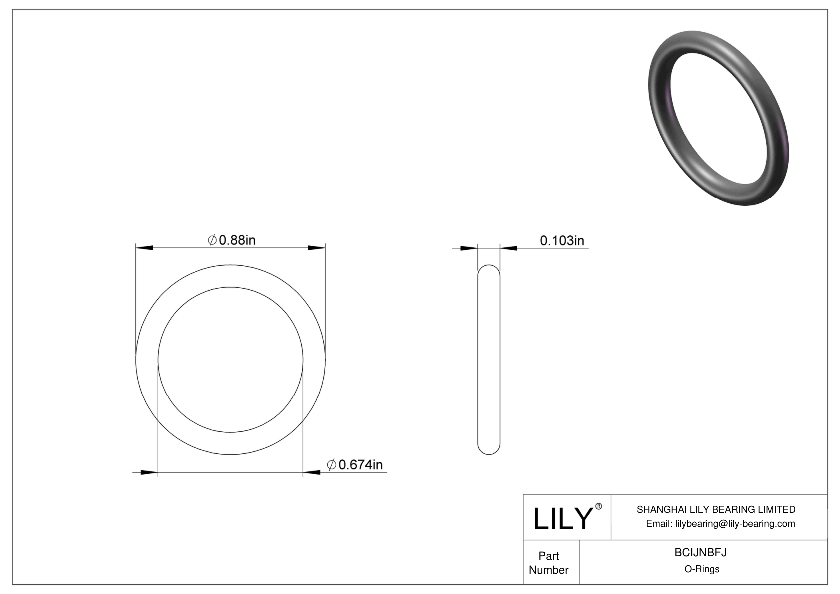 BCIJNBFJ Water And Steam Resistant O-Rings cad drawing