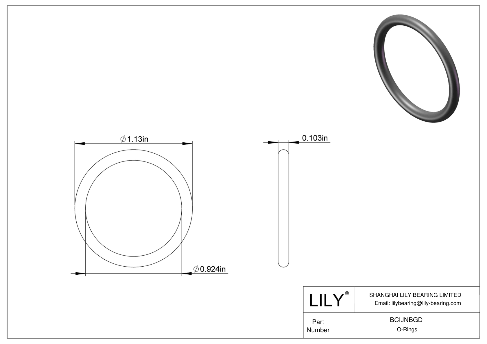 BCIJNBGD Water And Steam Resistant O-Rings cad drawing